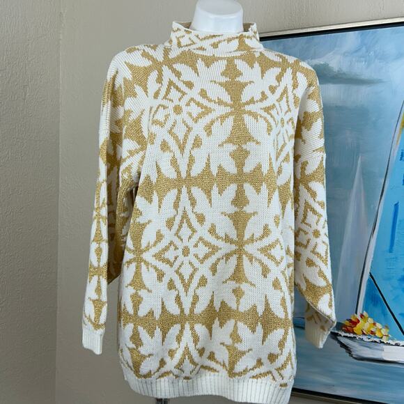 Vintage Rose Sweater white with gold snowflakes size 2XL - Picture 1 of 8